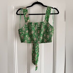 House of Harlow Green Floral Cropped Women's Top